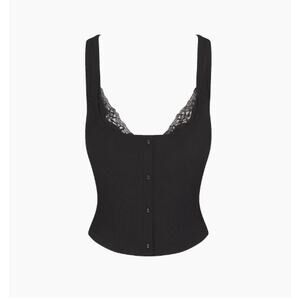 SKIMS | Onyx Soft Lounge Button Front tank with triangle bra | Large